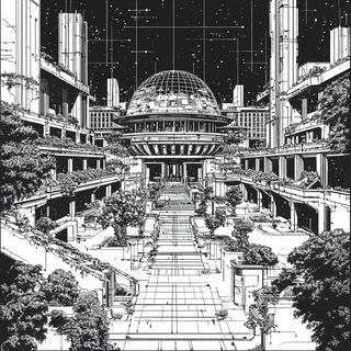 Verdantomontage style, Midjourney V6.1: megacity with futuristic bioarchitecture