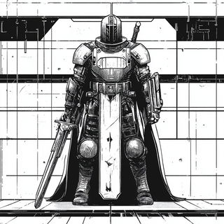 Verdantomontage style, Midjourney V6.1: concept art character design of retropunk steam knight