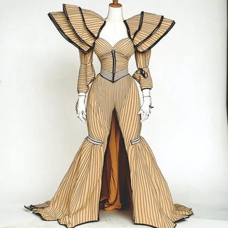 Lampblack Viscera style, Midjourney V6.1: haute-couture fashion outfit