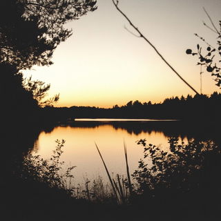Lampblack Viscera style, Midjourney V6.1: realistic landscape photograph of quiet dawn