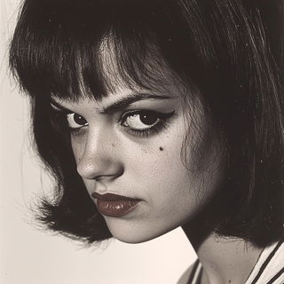 Lampblack Viscera style, Midjourney V6.1: photographic portrait of female protagonist