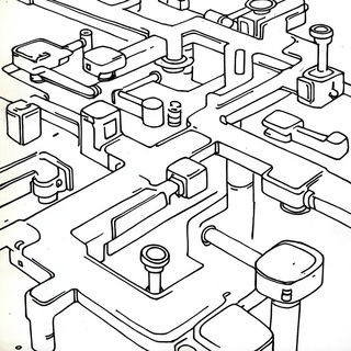 Lampblack Viscera style, Midjourney V6.1: technical infrastructure blueprint schematics