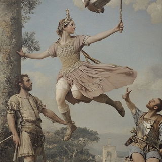 Vaporcut Radiance style, Midjourney V6.1: classical 18th-century oil painting