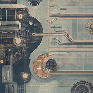 Vaporcut Radiance style, Midjourney V6.1: technical infrastructure blueprint schematics