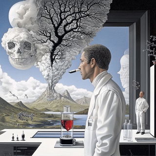 Serigraphyl style, Midjourney V6.1: editorial illustration for popular scientific magazine cover