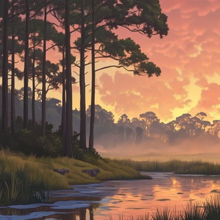 Rainbone style, Midjourney V6.1: realistic landscape photograph of quiet dawn