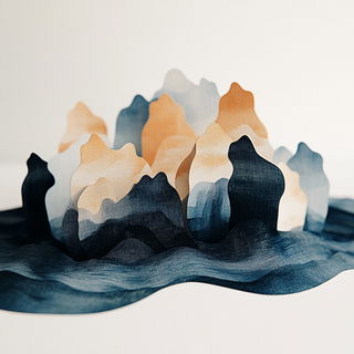 Sunburstomanga style, Midjourney V6.1: abstract 3D render