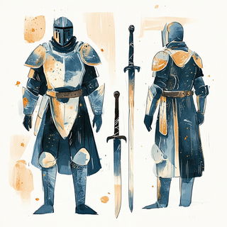 Sunburstomanga style, Midjourney V6.1: concept art character design of retropunk steam knight