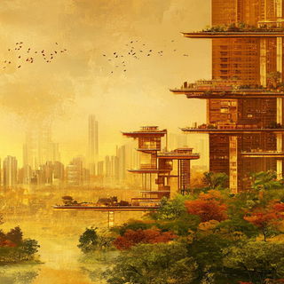House of Aerocurve style, Midjourney V6.1: megacity with futuristic bioarchitecture