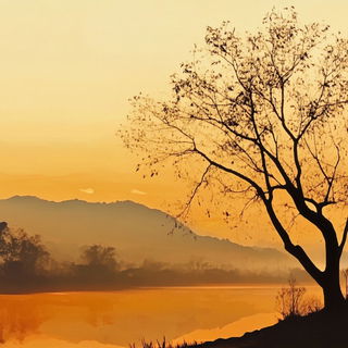 House of Aerocurve style, Midjourney V6.1: realistic landscape photograph of quiet dawn