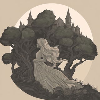 Cloudscroll Brickwork style, Midjourney V6.1: retro fairy-tale illustration