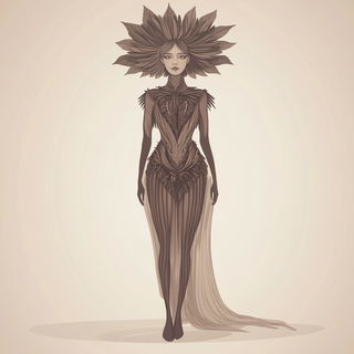 Cloudscroll Brickwork style, Midjourney V6.1: haute-couture fashion outfit