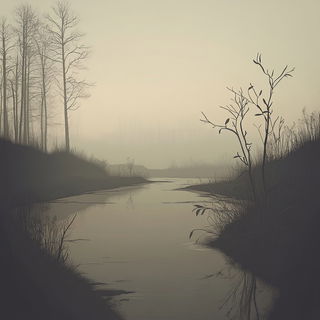 Cloudscroll Brickwork style, Midjourney V6.1: realistic landscape photograph of quiet dawn