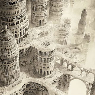 Ophidermask style, Midjourney V6.1: megacity with futuristic bioarchitecture