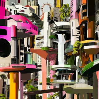 Armature Baroque style, Midjourney V6.1: megacity with futuristic bioarchitecture