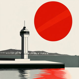 Titanic Gloombrush style, Midjourney V6.1: bold minimalist logo design for Istanbul city municipal services