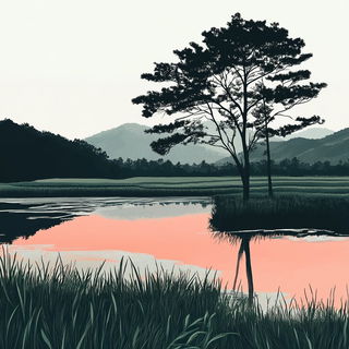 Titanic Gloombrush style, Midjourney V6.1: realistic landscape photograph of quiet dawn