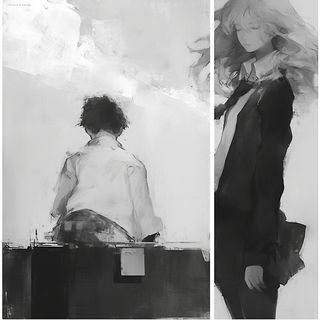 Chromacairn style, Midjourney V6.1: black-and-white manga comic strip