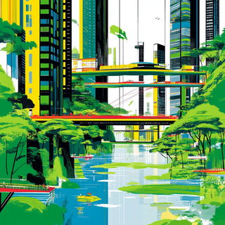 Enamelwave style, Midjourney V6.1: megacity with futuristic bioarchitecture