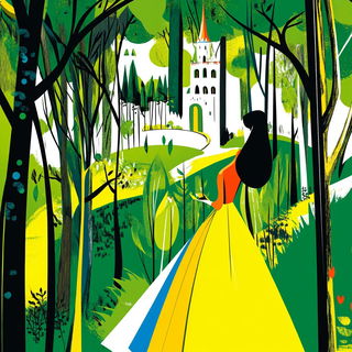 Enamelwave style, Midjourney V6.1: retro fairy-tale illustration