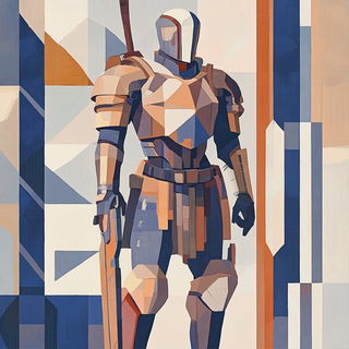 Fogweave Analogics style, Midjourney V6.1: concept art character design of retropunk steam knight
