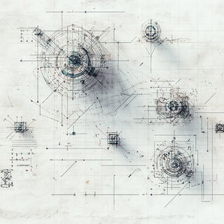 Redgear Puppetland style, Midjourney V6.1: technical infrastructure blueprint schematics