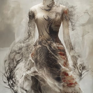 Palmchrome Roadism style, Midjourney V6.1: haute-couture fashion outfit