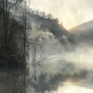 Palmchrome Roadism style, Midjourney V6.1: realistic landscape photograph of quiet dawn