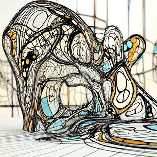 Contourcel Voyagers style, Midjourney V6.1: abstract 3D render