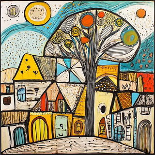 Contourcel Voyagers style, Midjourney V6.1: traditional folk art