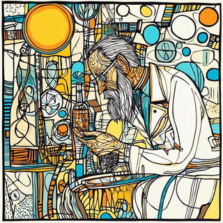 Contourcel Voyagers style, Midjourney V6.1: editorial illustration for popular scientific magazine cover