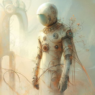 Cinderweld style, Midjourney V6.1: concept art character design of retropunk steam knight