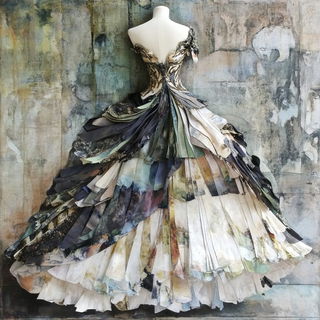 Contourland style, Midjourney V6.1: haute-couture fashion outfit