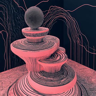 Ocher Arch Pantomime style, Midjourney V6.1: abstract 3D render