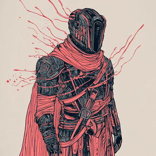 Ocher Arch Pantomime style, Midjourney V6.1: concept art character design of retropunk steam knight