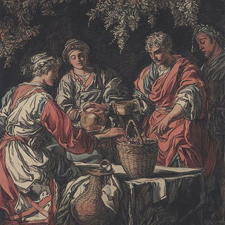 Ocher Arch Pantomime style, Midjourney V6.1: classical 18th-century oil painting