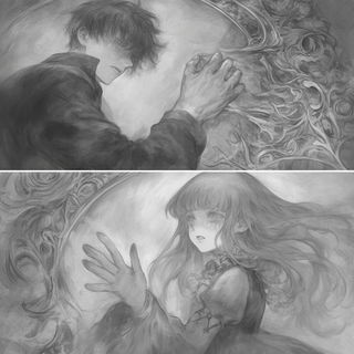 Blacksmith Seraphs style, Midjourney V6.1: black-and-white manga comic strip