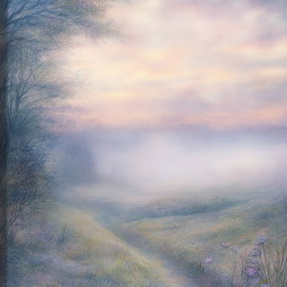 Blacksmith Seraphs style, Midjourney V6.1: realistic landscape photograph of quiet dawn
