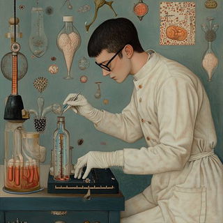 Inkcap Cinema style, Midjourney V6.1: editorial illustration for popular scientific magazine cover