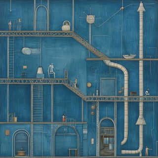 Inkcap Cinema style, Midjourney V6.1: technical infrastructure blueprint schematics