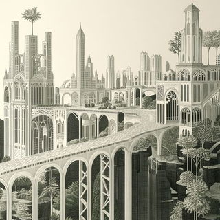 Glazeflux style, Midjourney V6.1: megacity with futuristic bioarchitecture