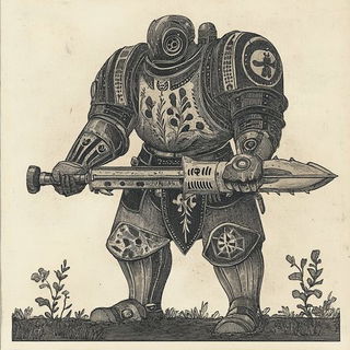 Glazeflux style, Midjourney V6.1: concept art character design of retropunk steam knight