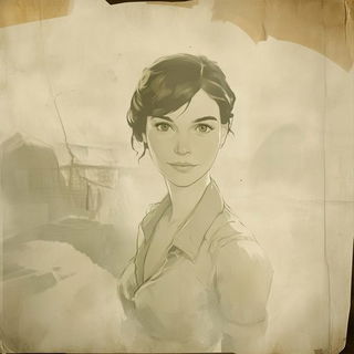 Thalassoglyphics style, Midjourney V6.1: photographic portrait of female protagonist