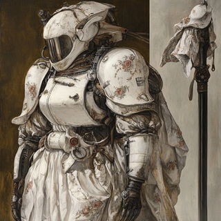 Xyloglaze style, Midjourney V6.1: concept art character design of retropunk steam knight