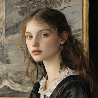 Xyloglaze style, Midjourney V6.1: photographic portrait of female protagonist