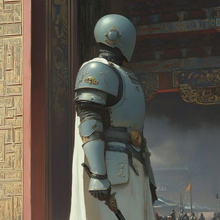 Glyphflora style, Midjourney V6.1: concept art character design of retropunk steam knight