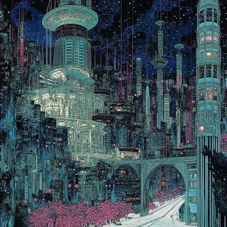Glasshand Apparatus style, Midjourney V6.1: megacity with futuristic bioarchitecture