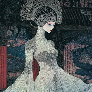 Glasshand Apparatus style, Midjourney V6.1: haute-couture fashion outfit
