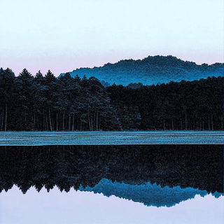 Glasshand Apparatus style, Midjourney V6.1: realistic landscape photograph of quiet dawn