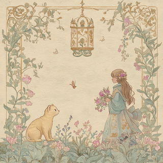Luminarch style, Midjourney V6.1: retro fairy-tale illustration